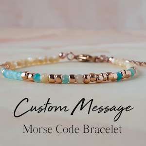 Custom Morse Code Bracelet Gemstone Personalized Bracelet Femme Graduation Gift Mantra Bracelet Name Bracelet Mothers Day Gift for Mom