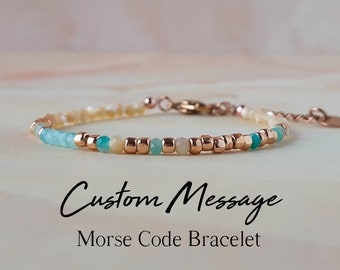 Custom Morse Code Bracelet Gemstone Personalized Bracelet Femme Graduation Gift Mantra Bracelet Name Bracelet Mothers Day Gift for Mom