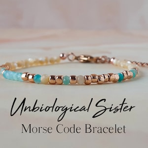 Gemstone Morse Code Bracelet Unbiological Sister Bracelet Long Distance Friendship Gift Hidden Message Bracelet Soulmate Best Friend Gift