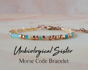 Gemstone Morse Code Bracelet Unbiological Sister Bracelet Long Distance Friendship Gift Hidden Message Bracelet Soulmate Best Friend Gift