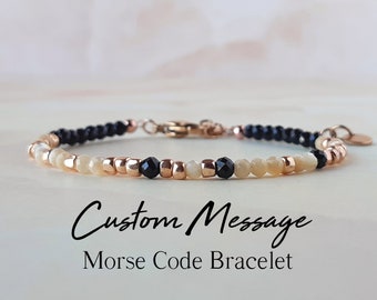 Personalized Morse Code Bracelet Custom Jewelry Anniversary Gift for Her Grandma Gift for Grandmom Meaningful Customized Bracelet