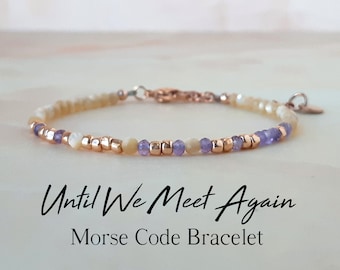 Pulsera de amatista con código Morse, regalo conmemorativo para hijo, hasta que nos volvamos a encontrar, joyería de duelo, pulsera por pérdida del padre, regalo por aborto espontáneo, regalo por pérdida del bebé