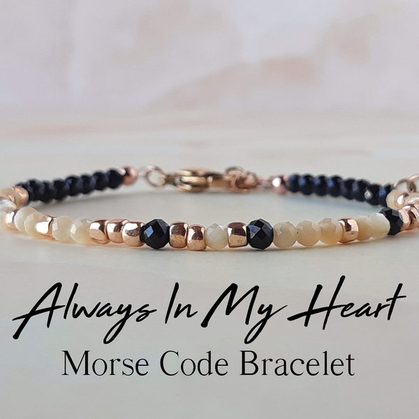 Immer in meinem Herzen Morse-Code Armband Trauer Geschenk Säugling Verlust Armband Verlust des Ehemanns Sympathie Geschenk Schwarz Schmuck Schmuck Geschenk