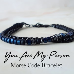 Mens Morse Code Bracelet You Are My Person Hidden Message Bracelet for Men Boyfriend Gift Firefighter Gift Mens Gift Valentines Day Gift