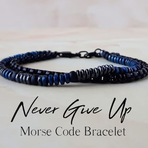 Morse Code Bracelet for Men Never Give Up Support Bracelet Encouragement Gift for Him Motivational Bracelet Mantra Bracelet for Son