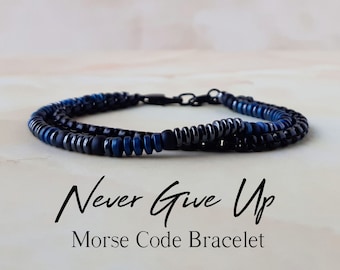 Morse Code Bracelet for Men Never Give Up Support Bracelet Encouragement Gift for Him Motivational Bracelet Mantra Bracelet for Son