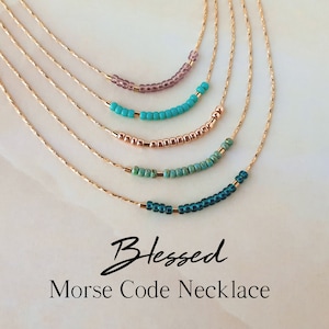 Gold Filled Morse Code Halskette Gesegnete Halskette für Frauen Christliches Geschenk für Patentochter Zierliche Perlen halskette Hidden Message Schmuck