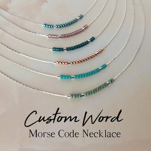 Sterling Silver Custom Morse Code Necklace Custom Word Necklace Hidden Message Necklace Personalized Name Necklace Dainty Minimalist Jewelry