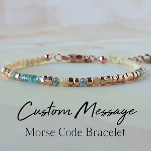 Edelsteen aangepaste morsecode armband aangepaste bericht armband gepersonaliseerde sieraden unieke geschenken aangepaste armband aangepaste naam armband