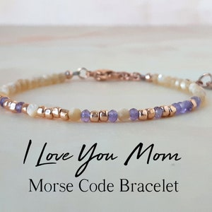 Amethyst Morse Code Bracelet I Love You Mom Gifts for Mom Gift Mom Birthday Gift Mothers Day Gift Unique Gifts Hidden Message Bracelet