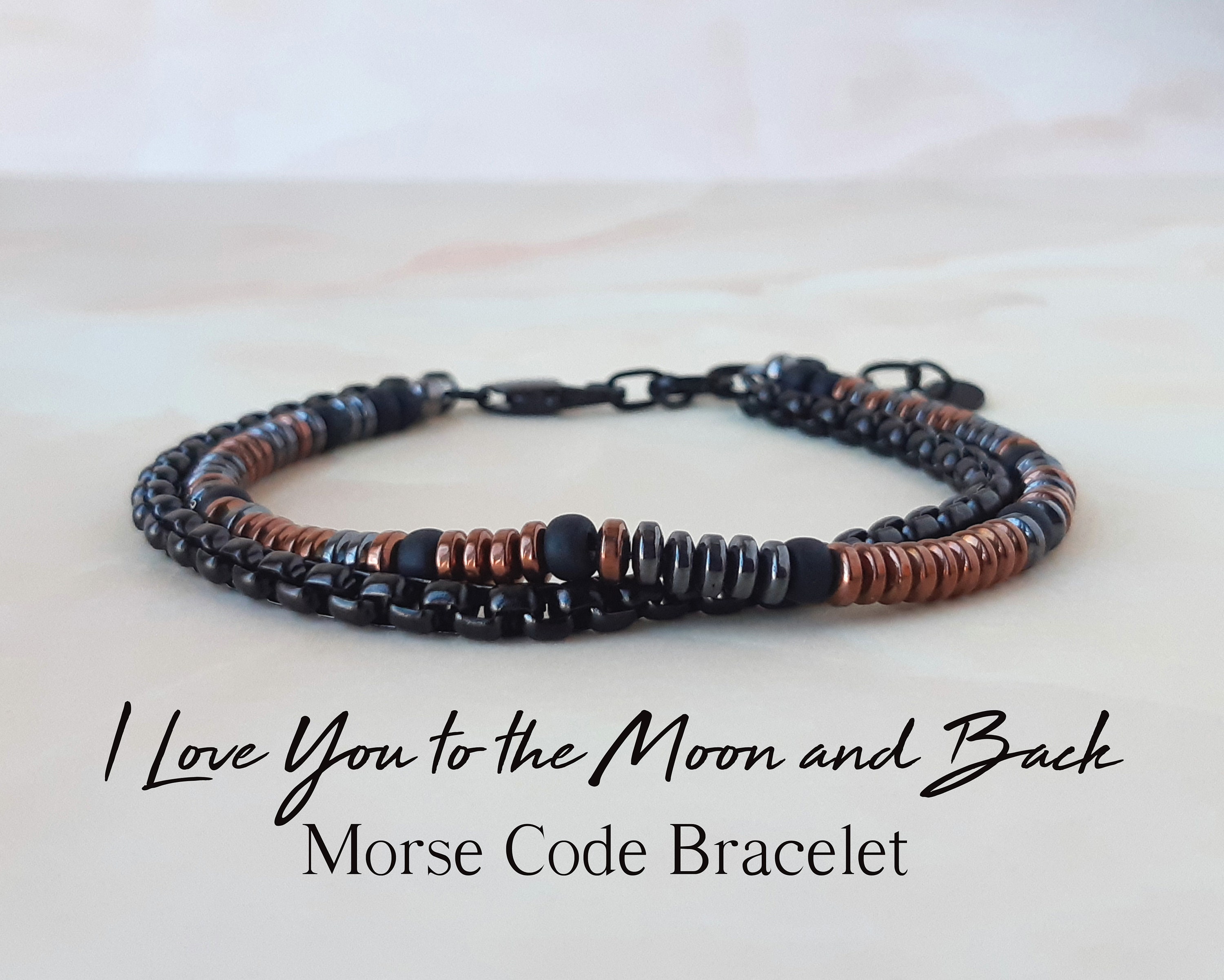 Blue moon morse code bracelet store
