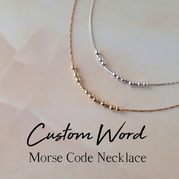 Custom Morse Code Necklace Gold Filled or Sterling Silver Custom Name Necklace Hidden Message Necklace Unique Gifts for Mom Gift for Her