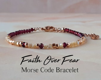 Faith Over Fear Morse Code Bracelet Faith Bracelet Christian Bracelet Scripture Bracelet Religious Quote Jewelry Gift for Goddaughter