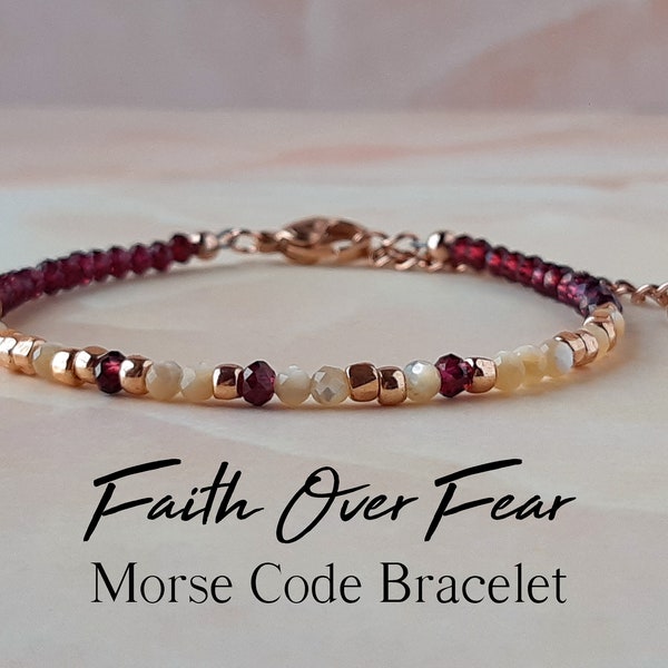 Faith Over Fear Morse Code Bracelet Faith Bracelet Christian Bracelet Scripture Bracelet Religious Quote Jewelry Gift for Goddaughter