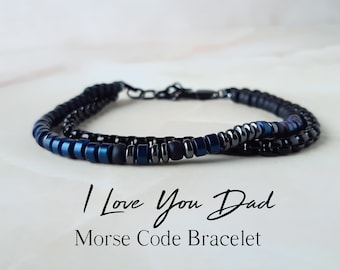 Bracelet code Morse pour homme, je t'aime papa, nouveau cadeau papa pour papa, message caché, bracelet pour homme, cadeau père de sa fille, fils