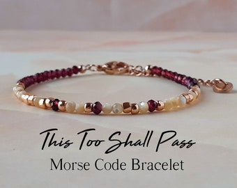 This Too Shall Pass Morse Code Bracelet Positivity Bracelet for Women Encouragement Quote Jewelry Get Well Soon Gift Breast Cancer Survivor
