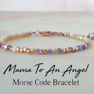 Amethyst Morse Code Bracelet Mama To An Angel Baby Memorial Bracelet Sympathy Gift Infant Loss of Baby Loss Gift Miscarriage Gift