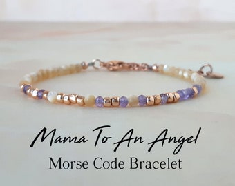 Pulsera de amatista con código Morse, regalo de aborto espontáneo, pulsera conmemorativa de mamá a un bebé ángel, regalo de condolencias, regalo de pérdida infantil, regalo de pérdida de bebé