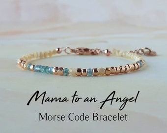 Pulsera con gemas en código Morse, regalo conmemorativo para mamá de un bebé ángel, pulsera para la pérdida de un bebé, regalo para la pérdida del embarazo.