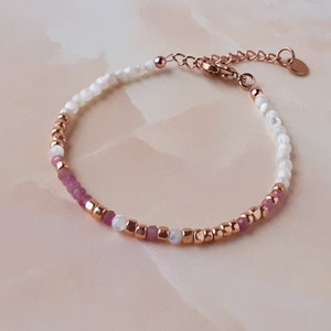 Pink Tourmaline Morse Code Bracelet Breast Cancer Gifts Strength Bracelet Cancer Survivor Gift Fuck Cancer Bracelet Encouragement Gift image 2