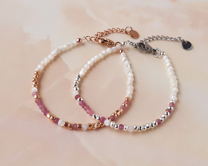 Pink Tourmaline Morse Code Bracelet Breast Cancer Gifts Strength Bracelet Cancer Survivor Gift Fuck Cancer Bracelet Encouragement Gift image 4