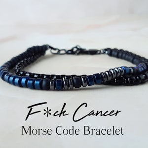 Heren morsecode armband ondersteuning armband kanker overlevende cadeau inspiratie armband fuck kanker armband positiviteit armband voor mannen