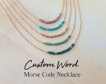 Gold Filled Custom Morse Code Necklace Custom Word Necklace Hidden Message Necklace Personalized Name Necklace Dainty Minimalist Necklace