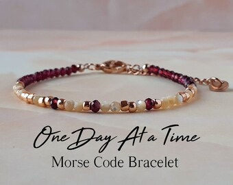 One Day At a Time armband granaat morsecode armband verslaving herstel cadeau nuchterheid armband nuchter cadeau herstel armband gewichtsverlies