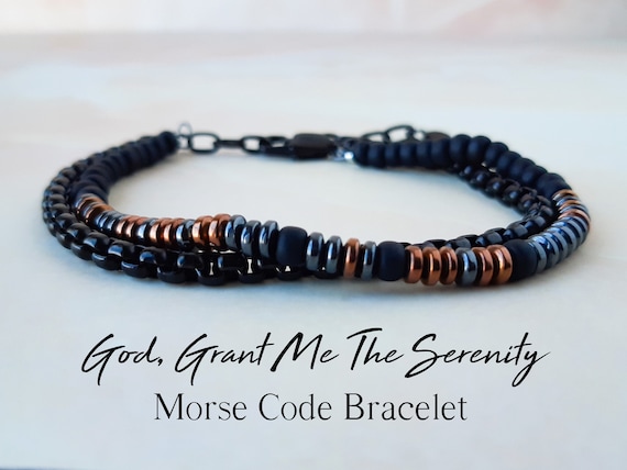 Mens Morse Code Bracelet Serenity Prayer Bracelet God Grant Me the Serenity Christian Bracelet for Godson Gift Quote Bracelet Sobriety Gift Etsy UK