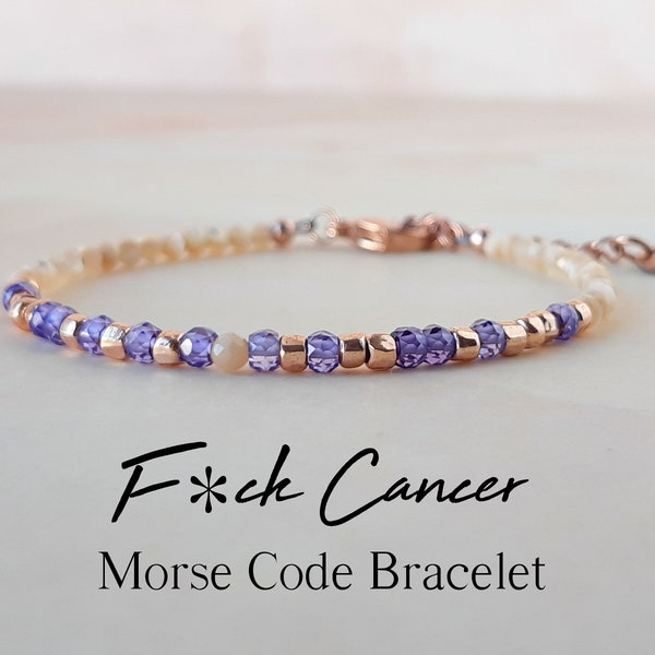 Edelstein Morse Code Armband Unterstützung Armband Brustkrebs Überlebende Geschenk Fuck Cancer Armband Inspiration Armband Ermutigung Schmuck