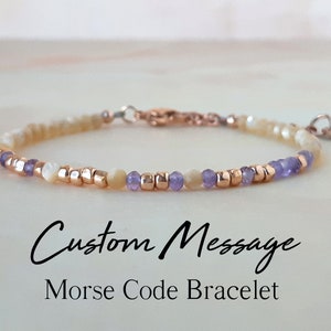 Amethyst Custom Message Morse Code Bracelet Customized Bracelet Femme Personalized Bracelet for Women Hidden Message Bracelet