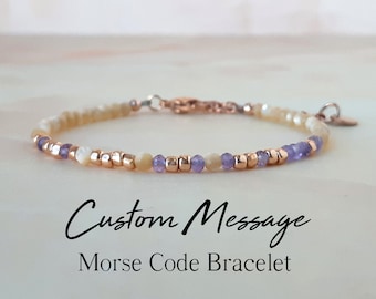 Amethyst Custom Message Morse Code Bracelet Customized Bracelet Femme Personalized Bracelet for Women Hidden Message Bracelet