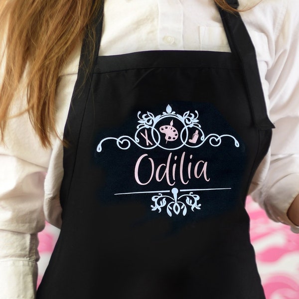 artist apron | gift for painter, crafter apron, art teacher, maker, side hustler, calligrapher, designer, Personalized with name and icons