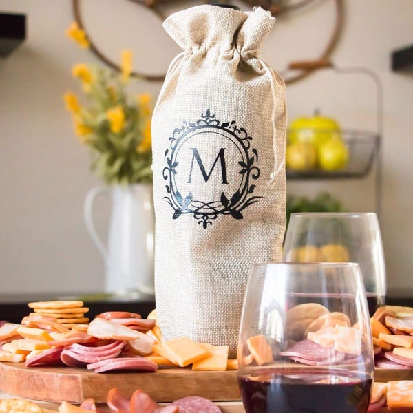Wine Bottle Bag - Personalized Wine Gift Bag, Housewarming Gifts or Hostess Gift, Thank You Closing New Home