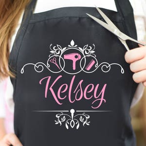 hair stylist apron, gift for hairdresser, beauty salon, personalized hairstylist apron, cosmetologist, custom barber apron by Ones of Love