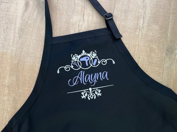 Black Bib Apron with Rhinestone Make Up Artist