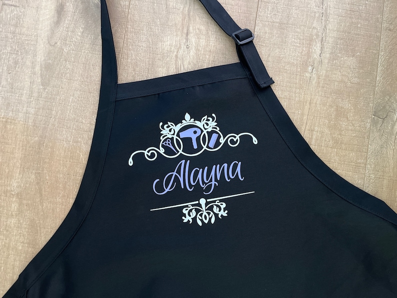 hair stylist apron, gift for hairdresser, beauty salon, personalized hairstylist apron, cosmetologist, custom barber apron by Ones of Love image 10