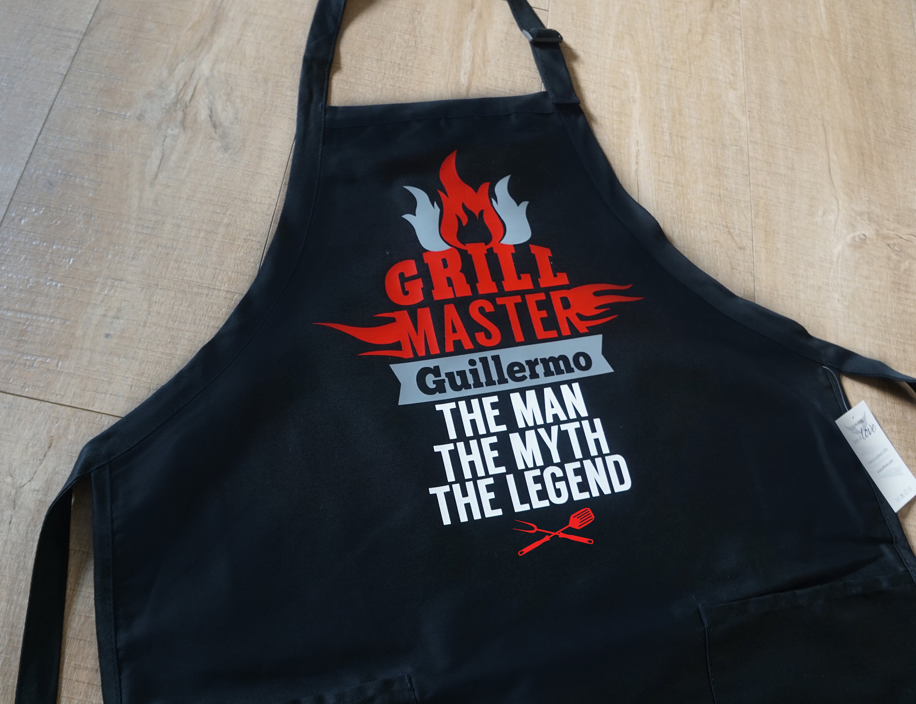 Delantal para hombre Personalizado con nombre Grill Master Regalo  personalizado para papá Tamaño ajustable para M-3XL Delantal de barbacoa  con 2 – Yaxa Store