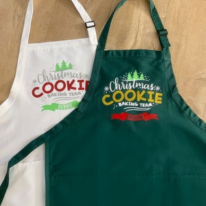 Personalized Christmas Cookie Baking Team Apron, Christmas Kitchen Apron, Holiday Apron, Cookie Crew Bakers Apron