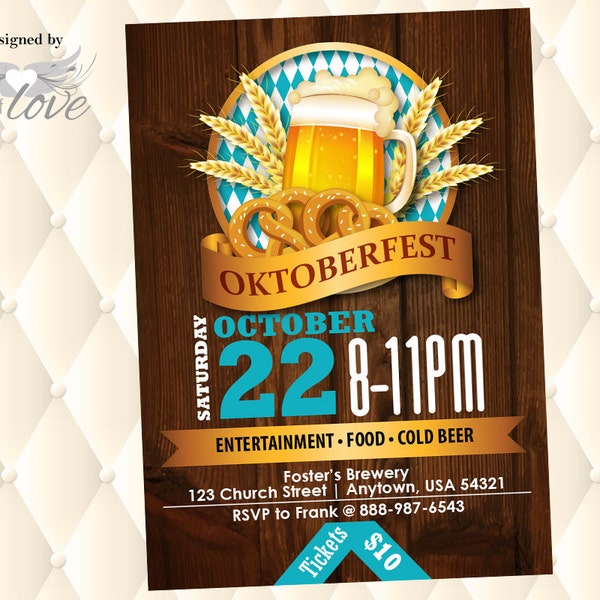 Oktoberfest Invitation Flyer | October Fest Event Flyer | Octoberfest Event promotion | Admit One Ticket |Fundraising Template