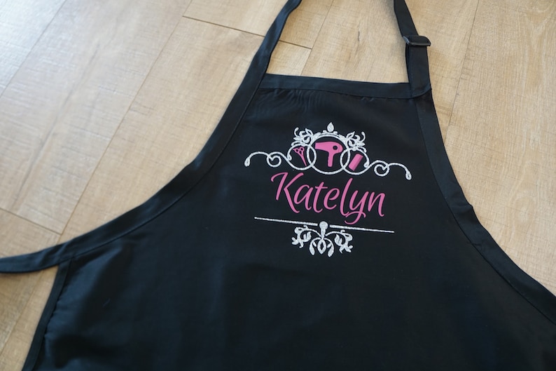 hair stylist apron, gift for hairdresser, beauty salon, personalized hairstylist apron, cosmetologist, custom barber apron by Ones of Love image 7