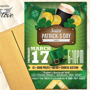 St. Patricks Day Einladung Flyer | St. Patricks Day Flyer | St. Patrick's Day Aktion | passende Admit One Ticket erhältlich