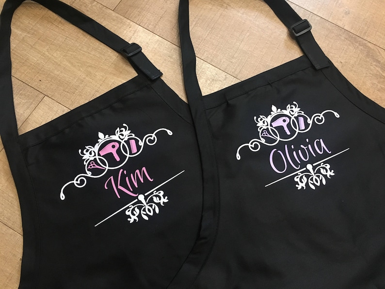 hair stylist apron, gift for hairdresser, beauty salon, personalized hairstylist apron, cosmetologist, custom barber apron by Ones of Love image 6