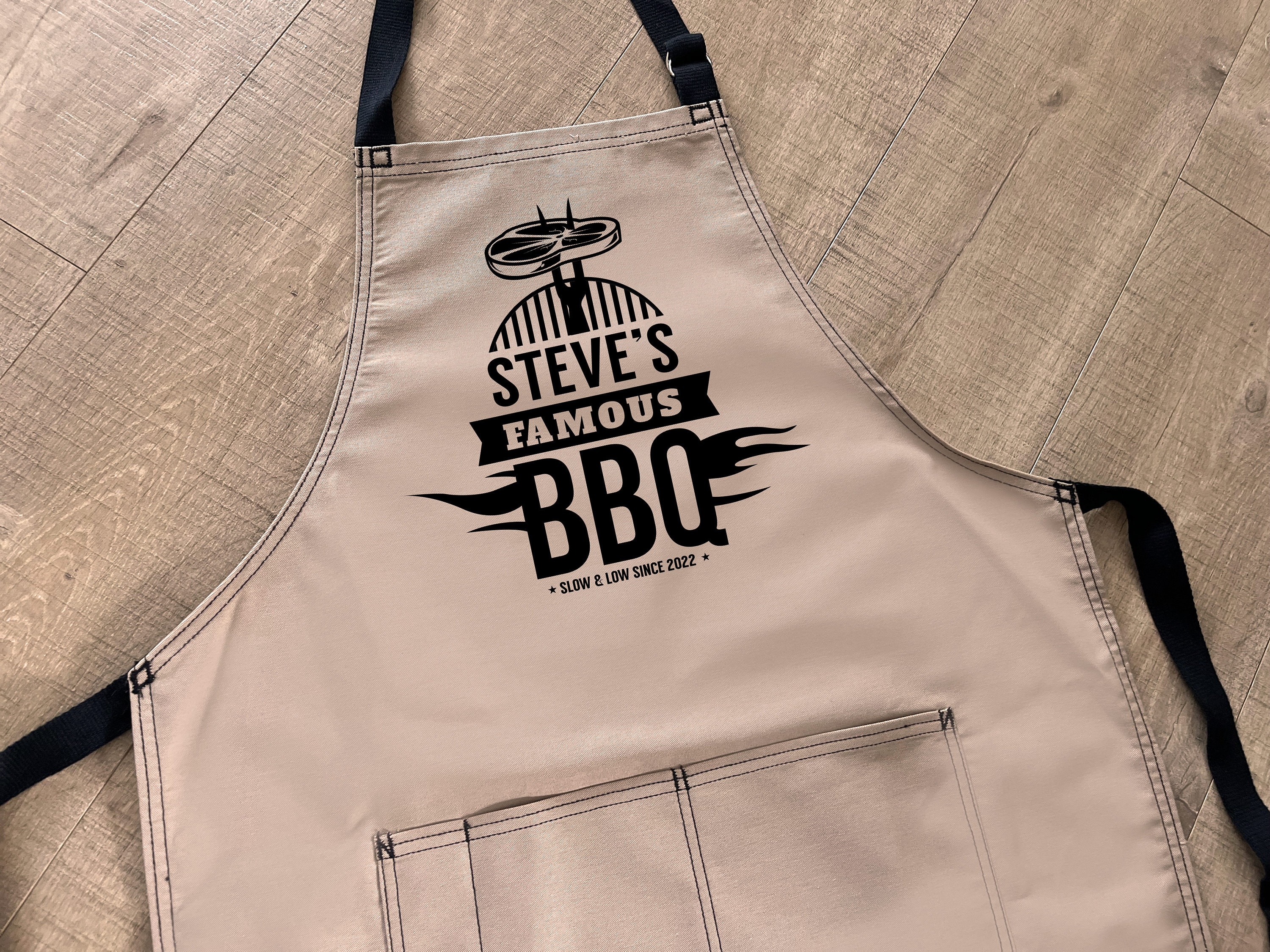 Mens Personalised Apron BBQ With Any Name Of Your Choice Mark  Gift Fathers Day 
