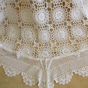 DRAMATIC Vintage Crochet Lace White Wedding Cape Capelet Train zdjęcie 5