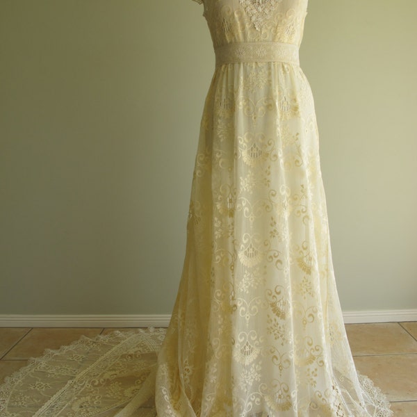 Ethical Antique Edwardian Lace Custom 'Nora' Authentic 1930s Lace Antique Victorian Laces Wedding Dress