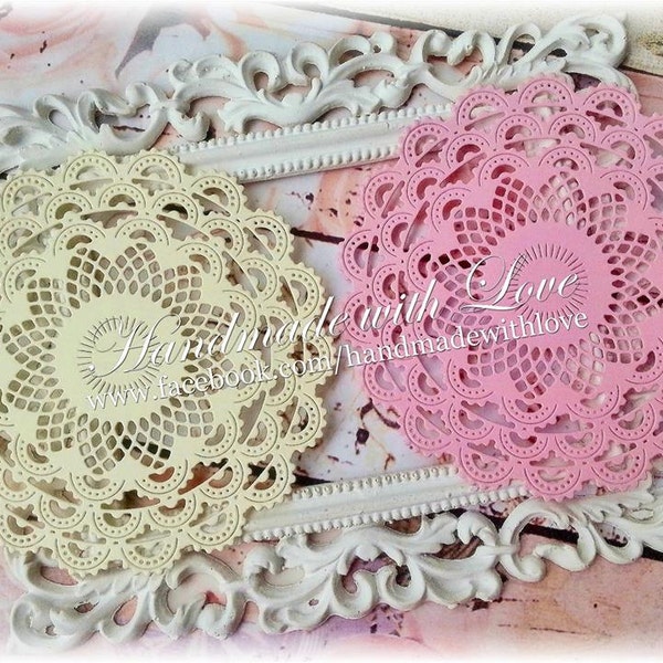 Layered Lace Doily, 1 pack of 10pcs. Perfect for your cards, scrapbook, scrap page, scrap frame, banner, place mat, party, decoration, etc!