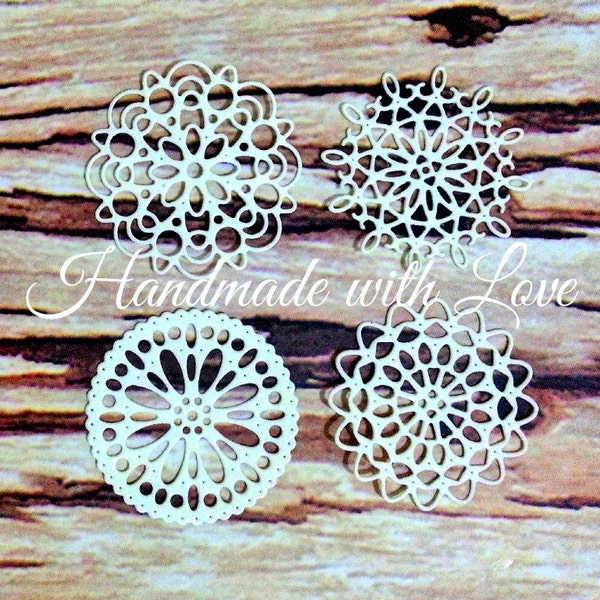 Mini Doilies Set, 1 pack of 4 sets (total 16pcs). Perfect for your tags, cards, scrapbook, banner, cupcake toppers, and many more!