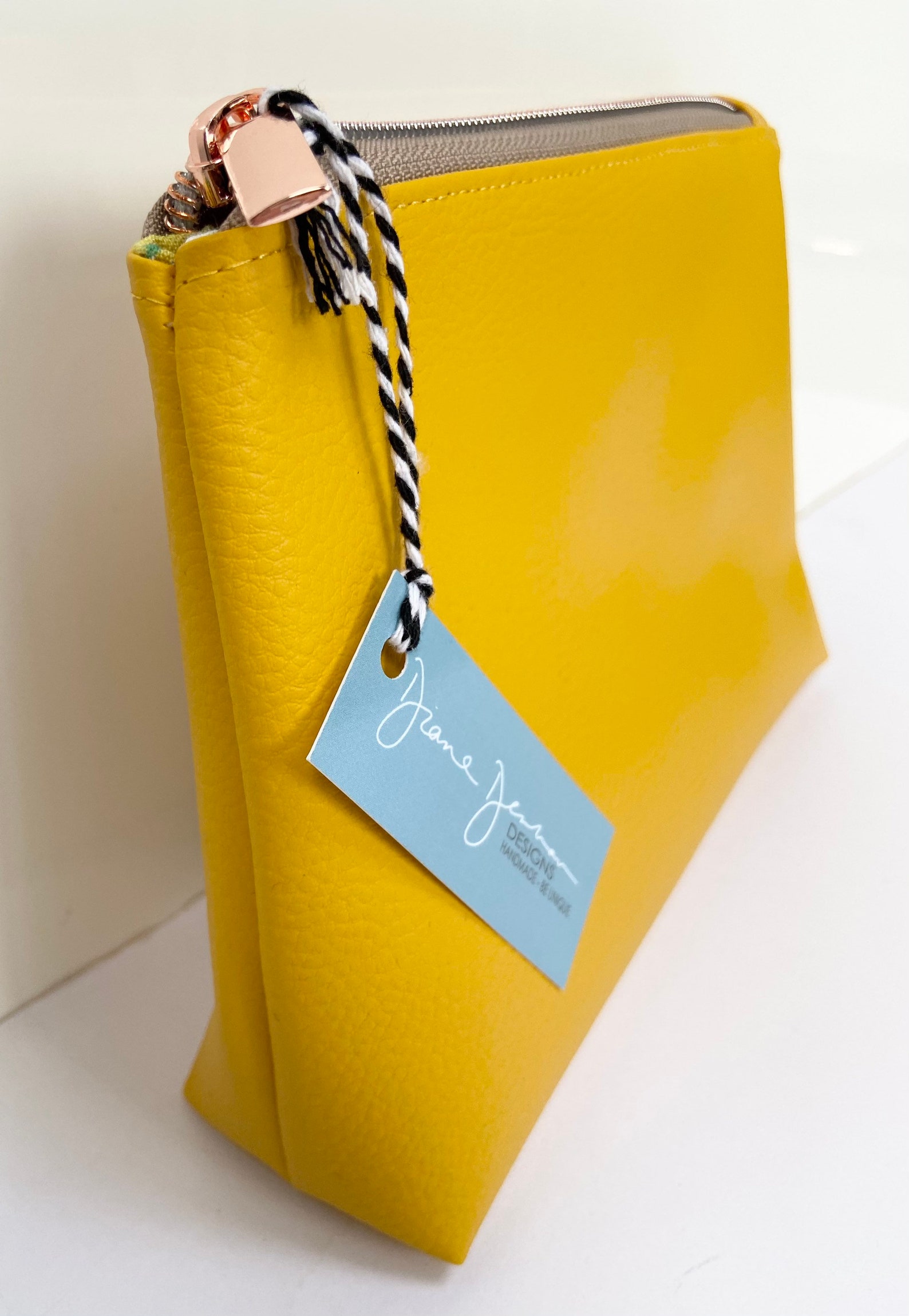 Mustard Yellow Faux Leather Make Up / Cosmetics Bag with Etsy