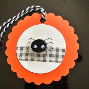 Adorable Halloween gift tags for your &quot;scary&quot; friends. Orange and black colors, darling little spider with wobbly eyes is too cute! Set of 6